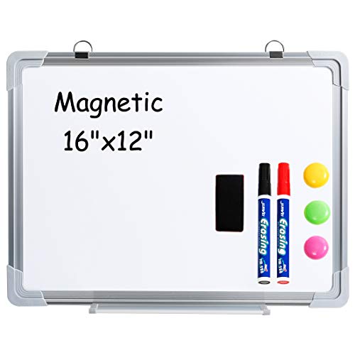 Magnetisches Whiteboard 40 x 30cm Drywipe Whiteboard mit 2 Markierungsstiften 3 Magneten, Whiteboard für Zuhause, Schule, Büro von DOEWORKS