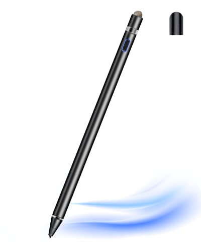 Stylus Pen Tablet Pen für alle Touchscreens, 1,45 mm Feinspitze Stylus Pad Pen für Smartphone, kompatibel mit Pads/Tablets/Phones/Samsung/Lenovo/Android/iOS mit Zwei Kappen Schwarz von DOGAIN