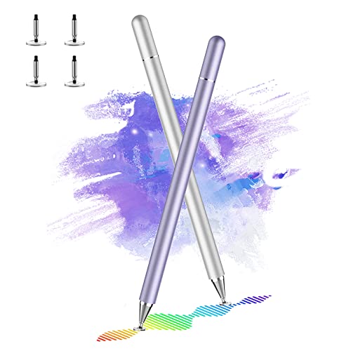 iPad Stift für Tablet Dogain Stylus Pen universal Touchscreen Stift kompatibel mit Tablet Stift für Alle Tablets/ipad/ipad Pro/Air/Mini, Phone, Samsung, Lenovo und Android Smartphone (Silber&Lila) von DOGAIN