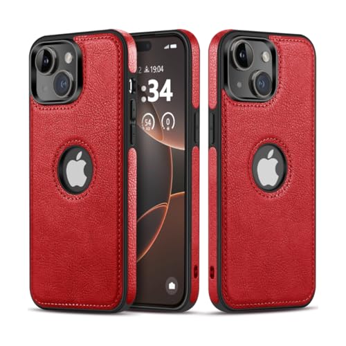 DOGODON Design Kompatibel mit iPhone 13 Mini Hülle Luxus Leder Business Vintage Slim rutschfest Soft Grip Stoßfest Schutzhülle (2021) 5,4 Zoll (Rot) von DOGODON