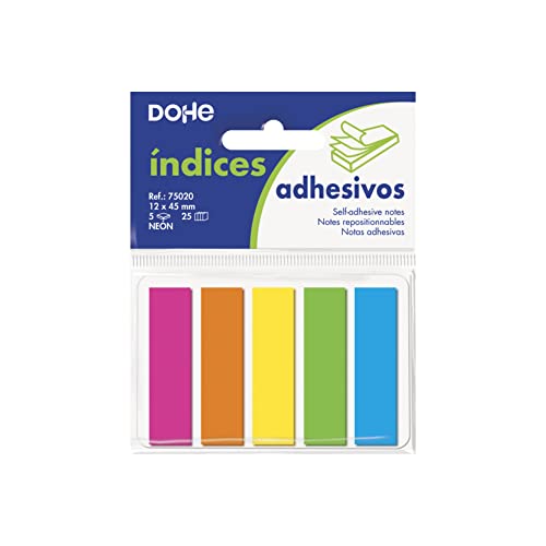DOHE -Blocks mit Wieder abziehbaren Index-Haftstreifen. 5 Farben. Größe der Index-Haftstreifen: 12 x 45 mm. Ideal für Büro und Schule. von DOHE