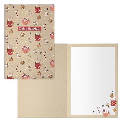 DOHE - Weihnachtskarten - Packung mit 6 Stück - Größe: 11,5 x 17 cm (geschlossen) - Inklusive Umschlag zur Aufbewahrung der Karte - Modell Candy von DOHE