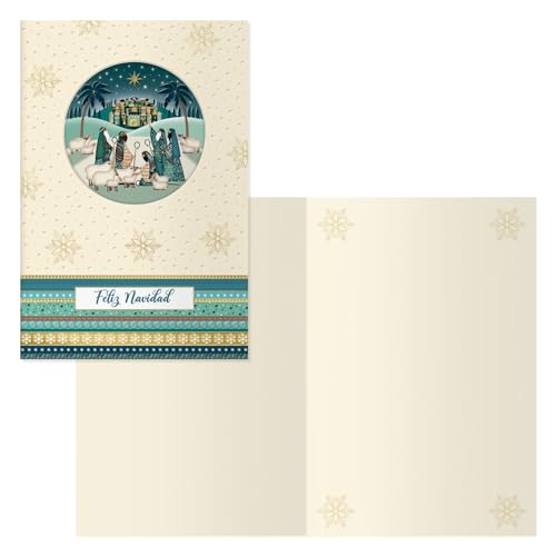 DOHE - Weihnachtskarten - Packung mit 6 Stück - Größe: 11,5 x 17 cm (geschlossen) - Inklusive Umschlag zur Aufbewahrung der Karte - Modell Krippe von DOHE