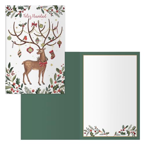 DOHE - Weihnachtskarten - Packung mit 6 Stück - Größe: 11,5 x 17 cm (geschlossen) - Inklusive Umschlag zur Aufbewahrung der Karte - Modell Reno von DOHE