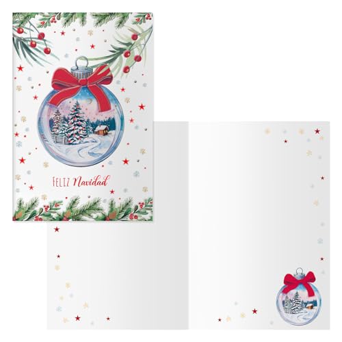 DOHE - Weihnachtskarten - Packung mit 6 Stück - Größe: 11,5 x 17 cm (geschlossen) - Inklusive Umschlag zur Aufbewahrung der Karte - Modell Schleife von DOHE