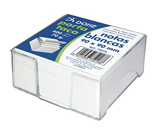 DOHE -Zettelbox mit Block aus 400 Zetteln, 90 x 90 mm. Weißes Papier, 70 g. Hergestellt aus transparentem Spritzkunststoff von höchster Qualität. von DOHE