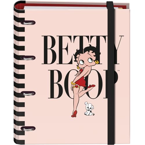 Dohe Betty Boop Ordner mit 4 Ringen, 100 Blatt, A4, Gummiverschluss, 4 farbige Trennblätter, Dokumententasche, Papier 90 g/m², Kompressor, Schulmaterial von DOHE