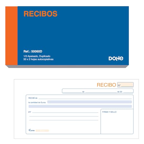 Dohe - Duplikat-Zahlungsbeleg-Blöcke (10 Stück) - Blöcke für Miete, Einkauf oder Inkasso, 50 Blatt mit Kopie pro Block, Format 21x10 cm, Bürobedarf von DOHE