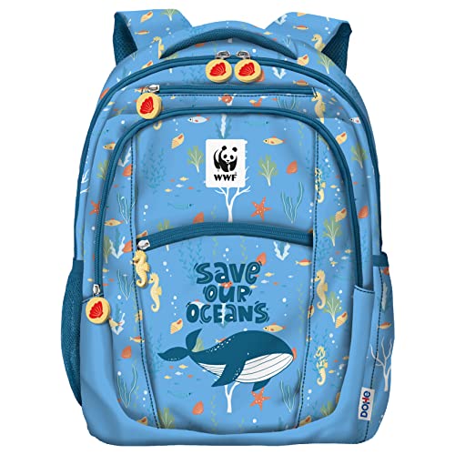 Dohe - Großer Rucksack - 3 Fächer - Größe 28 x 40 x 12 cm - WWF - Save our Oceans von DOHE