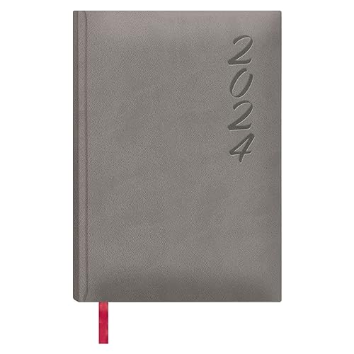 Dohe - Kalender 2024 - Tag Seite - Größe: 15 x 21 cm (A5) - 336 Seiten - Einband genäht - Hardcover - Grau - Modell Brasília von DOHE