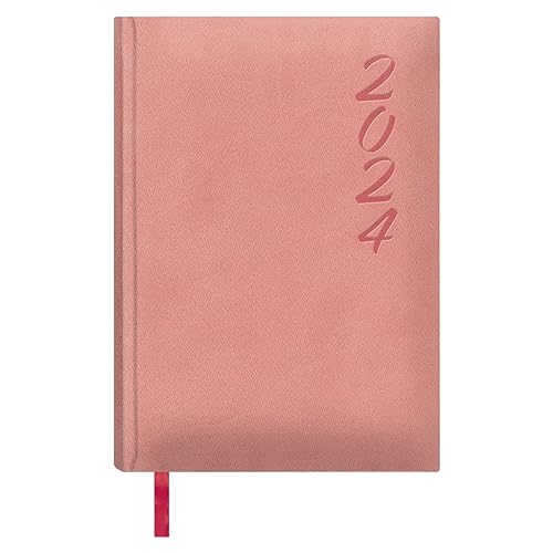 Dohe - Kalender 2024 - Tag Seite - Größe: 15 x 21 cm (A5) - 336 Seiten - Einband genäht - Hardcover - Rosa - Modell Brasília von DOHE