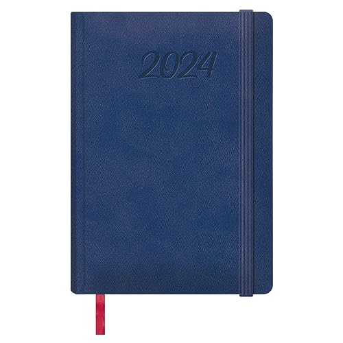 Dohe - Kalender 2024 - Tag-Seite - Größe: 15x21 cm (A5) - 336 Seiten - Eingenähter Einband - Hardcover - Blau - Modell Manaos von DOHE