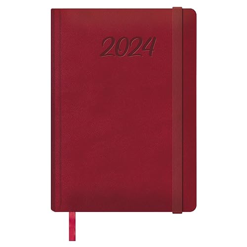 Dohe - Kalender 2024 - Tag-Seite - Größe: 15x21 cm (A5) - 336 Seiten - Eingenähter Einband - Hardcover - Bordeaux - Modell Manaos von DOHE