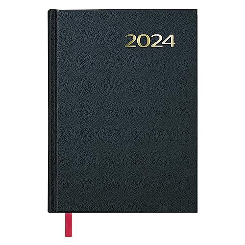 Dohe - Kalender 2024 - Tag Seite - Mittel: 14 x 20 cm - 288 Seiten - Eingenähter Einband - Hardcover - Schwarz - Modell Syntex von DOHE