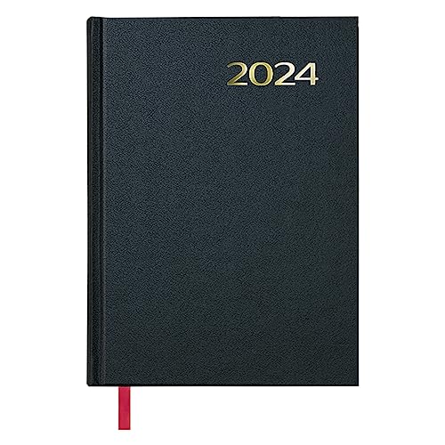 Dohe Kalender 2024, Tagesansicht, Januar 2024, Dezember 2024, mittelgroß, 14 x 20 cm, 288 Seiten, genäht, Hardcover, Schwarz, Modell Syntex von DOHE