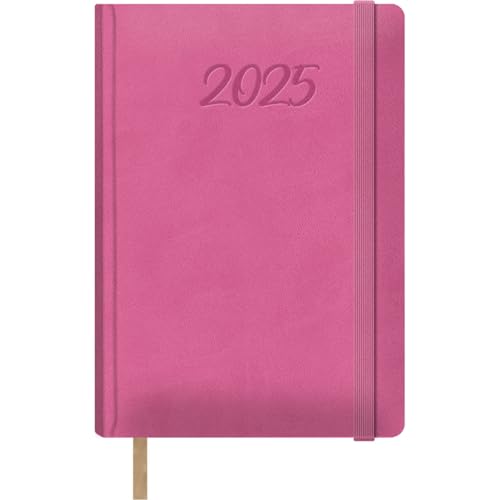 Dohe - Kalender 2025, Tag pro Seite, A5 (15 x 21 cm), 12 Monate Januar bis Dezember, Hardcover aus Kunstleder, Planer auf Spanisch, Büromaterial - Fuchsia von DOHE
