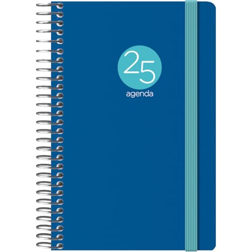 Dohe - Kalender 2025 - Wochenübersicht, Taschenformat (8,5x13 cm), 12 Monate Januar bis Dezember, Flexibler Kunststoffumschlag, Planer auf Spanisch, Büromaterial - MEMPHIS Blau von DOHE
