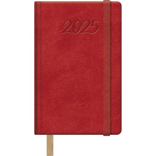 Dohe - Kalender 2025 - Wochenübersicht, Taschenformat (8,5x13 cm), 12 Monate Januar bis Dezember, Hardcover aus Kunstleder, Planer auf Spanisch, Büromaterial - SAMBA Rot von DOHE