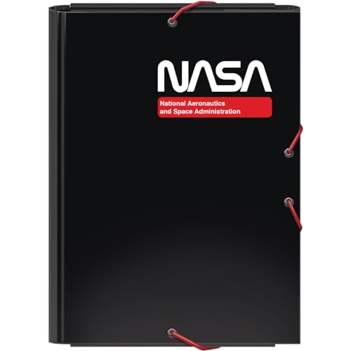 Dohe - Schulmappe mit Klappen und Gummibändern - Foliogröße 26,5 x 35 cm, Kapazität 100 Blätter, fester Kartondeckel, Schulmappe, Schulmaterial - NASA Black - Schwarz von DOHE