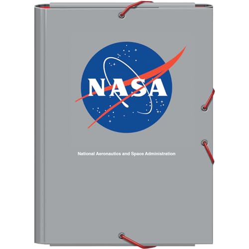 Dohe - Schulordner mit Klappen und Gummibändern - Foliogröße 26,5 x 35 cm, Kapazität 100 Blätter, fester Kartondeckel, Schulmappe mit Schulbedarf - NASA Grey - Grau von DOHE