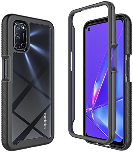 DOINK Allround-Schutz Handyhülle für Oppo A52 / A72 / A92, [Doppelschicht Hybrid] [360° Stoßfest] [Transparent] PC + TPU Hülle Case - Schwarz von DOINK