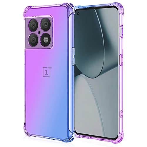 DOINK Bunt Farbverlauf Hülle für OnePlus 10 Pro 5G, Durchscheinend TPU Silikon Handyhülle mit StoßFest Bumper - Lila Blau von DOINK