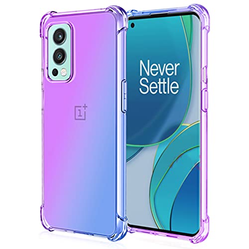 DOINK Bunt Farbverlauf Hülle für OnePlus Nord 2, Durchscheinend TPU Silikon Handyhülle mit StoßFest Bumper - Lila Blau von DOINK