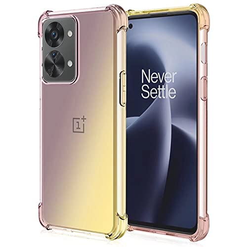 DOINK Bunt Farbverlauf Hülle für OnePlus Nord 2T, Durchscheinend TPU Silikon Handyhülle mit StoßFest Bumper - Schwarz Gold von DOINK