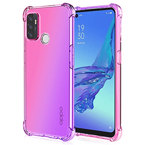 DOINK Bunt Farbverlauf Hülle für Oppo A53 / A53S, Durchscheinend TPU Silikon Handyhülle mit StoßFest Bumper - Pink Lila von DOINK