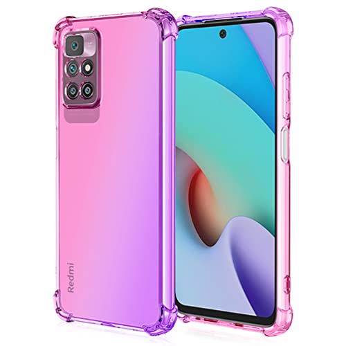 DOINK Bunt Farbverlauf Hülle für Xiaomi Redmi 10 / Redmi 10 2022, Durchscheinend TPU Silikon Handyhülle mit StoßFest Bumper - Pink Lila von DOINK