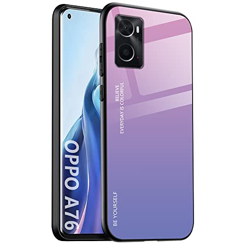 DOINK Farbverlauf Glas Hülle für Oppo A96 / Oppo A76 / Oppo A36, Bunt Panzerglas Handyhülle TPU Silikon Schutzhülle - Farbe 2 von DOINK