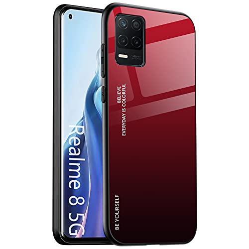 DOINK Farbverlauf Glas Hülle für Realme 8 5G / Narzo 30 5G, Bunt Panzerglas Handyhülle TPU Silikon Schutzhülle - Farbe 5 von DOINK