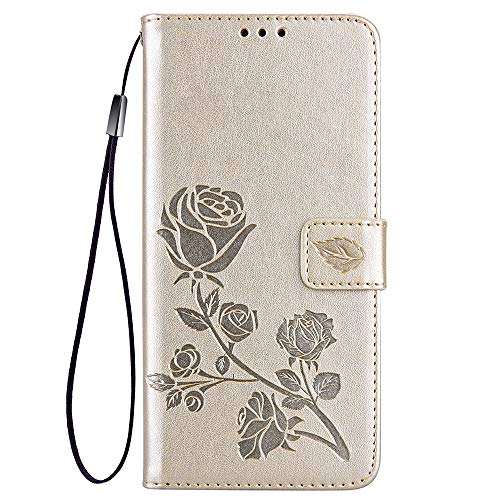 DOINK Geprägte Rose Hülle für iPhone 13 Pro 6.1", Klapp Handyhülle TPU+PU Leder Schutzhülle Case Cover Kartenschlitz Geldbörse - Gold DOINK Geprägte Rose Hülle für iPhone 13 Pro 6.1", Klapp Handyhülle TPU+PU Leder Schutzhülle Case Cover Kartenschlitz Geldbörse - Gold von DOINK