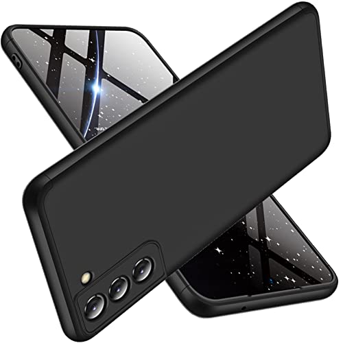 DOINK Handyhülle Kompatibel für Samsung Galaxy S21 FE, PC Dreistufige Struktur Schutzhülle Stoßfest Hülle Case Cover - Schwarz von DOINK