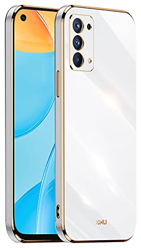 DOINK Handyhülle für Oppo Find X3 Lite Hülle, Bunte und Glänzende TPU Silikon Case mit Goldenem Rand Design - Weiß von DOINK