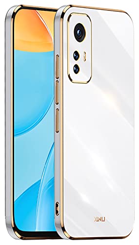 DOINK Handyhülle für Xiaomi MI 12 / 12X Hülle, Bunte und Glänzende TPU Silikon Case mit Goldenem Rand Design - Weiß von DOINK