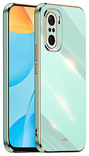 DOINK Handyhülle für Xiaomi Poco F3 / MI 11i 5G Hülle, Bunte und Glänzende TPU Silikon Case mit Goldenem Rand Design - Grün von DOINK