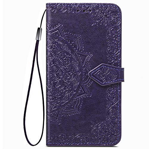 DOINK Mandala Hülle für Oppo A94 5G, Premium PU Leder Handyhülle mit Kartensteckplätze - Lila von DOINK