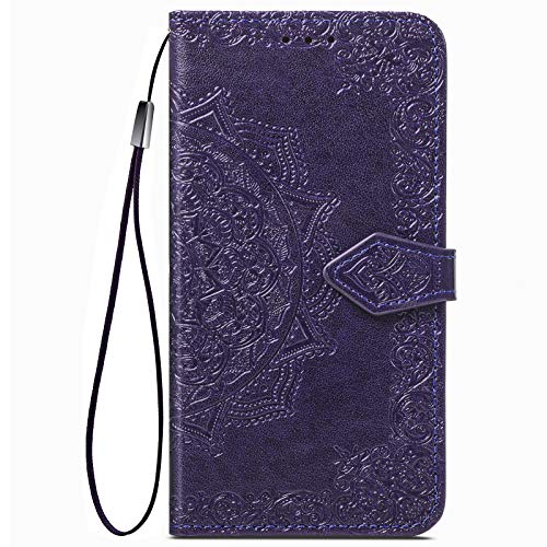 DOINK Mandala Hülle für Samsung Galaxy S21 FE, Premium PU Leder Handyhülle mit Kartensteckplätze - Lila von DOINK