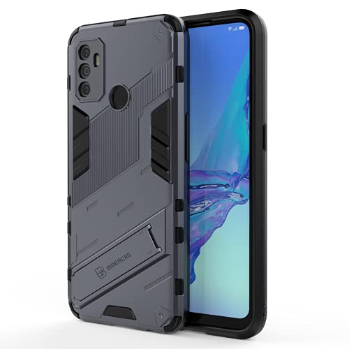 DOINK Panzer Handyhülle für Oppo A53 / A53S, TPU+PC Schutzhülle Silikon Hülle Stoßfest Case Cover Ständer - Grau von DOINK