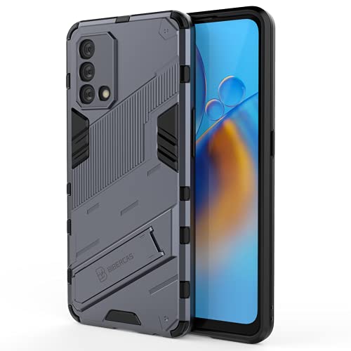 DOINK Panzer Handyhülle für Oppo A74 (4G Version), TPU+PC Schutzhülle Silikon Hülle Stoßfest Case Cover Ständer - Grau von DOINK