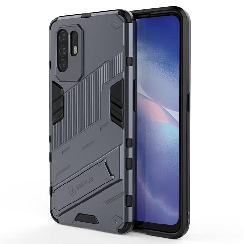 DOINK Panzer Handyhülle für Oppo A94 5G, TPU+PC Schutzhülle Silikon Hülle Stoßfest Case Cover Ständer - Grau von DOINK