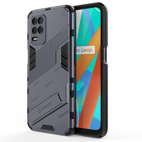 DOINK Panzer Handyhülle für Realme 8 5G / Narzo 30 5G, TPU+PC Schutzhülle Silikon Hülle Stoßfest Case Cover Ständer - Grau von DOINK