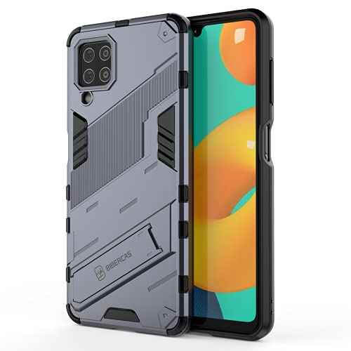 DOINK Panzer Handyhülle für Samsung Galaxy M32, TPU+PC Schutzhülle Silikon Hülle Stoßfest Case Cover Ständer - Grau von CHICHL