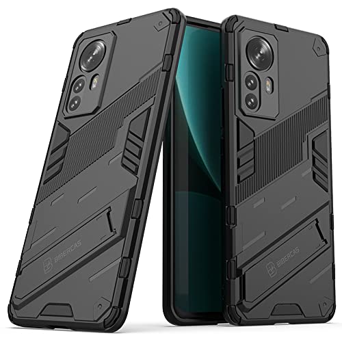DOINK Panzer Handyhülle für Xiaomi MI 12 Pro, TPU+PC Schutzhülle Silikon Hülle Stoßfest Case Cover Ständer - Schwarz von DOINK