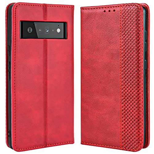 DOINK Retro Klapp Hülle für Google Pixel 6, Premium PU Leder Handyhülle mit Kartenfächer und Geldbeutel - Rot DOINK Retro Klapp Hülle für Google Pixel 6, Premium PU Leder Handyhülle mit Kartenfächer und Geldbeutel - Rot von DOINK
