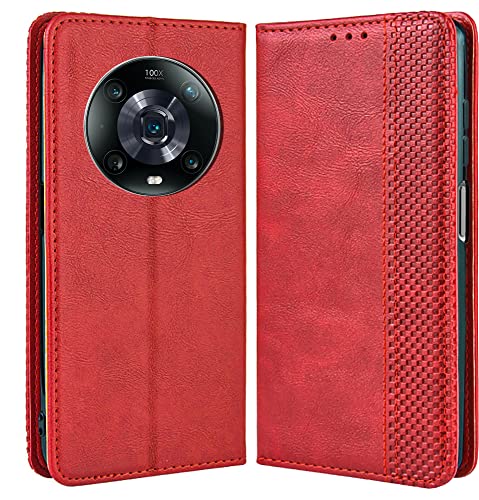 DOINK Retro Klapp Hülle für Honor Magic4 Pro, Premium PU Leder Handyhülle mit Kartenfächer und Geldbeutel - Rot DOINK Retro Klapp Hülle für Honor Magic4 Pro, Premium PU Leder Handyhülle mit Kartenfächer und Geldbeutel - Rot von Onetobye