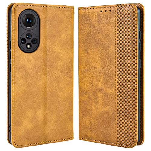 DOINK Retro Klapp Hülle für Huawei Nova 9, Premium PU Leder Handyhülle mit Kartenfächer und Geldbeutel - Braun von DOINK