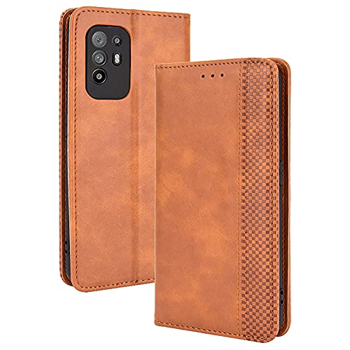DOINK Retro Klapp Hülle für Oppo A94 5G, Premium PU Leder Handyhülle mit Kartenfächer und Geldbeutel - Braun von DOINK