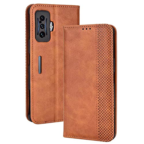 DOINK Retro Klapp Hülle für Xiaomi Poco F4 GT, Premium PU Leder Handyhülle mit Kartenfächer und Geldbeutel - Braun von DOINK